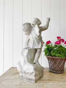 Antique English Marble Garden Angel Sculpture c1890