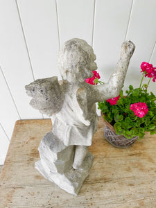 Antique English Marble Garden Angel Sculpture c1890