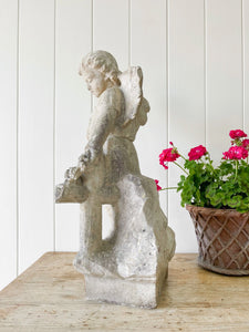 Antique English Marble Garden Angel Sculpture c1890