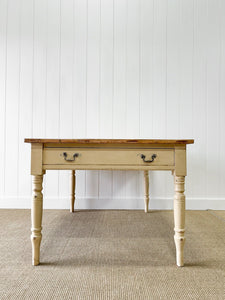 An Antique English Country Pine 4.5 ft Kitchen Dining Table c1890