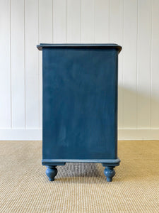 A Navy or Denim Blue English Pine Chest of Drawers Dresser c1890