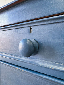 A Navy or Denim Blue English Pine Chest of Drawers Dresser c1890