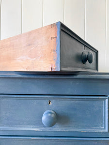 A Navy or Denim Blue English Pine Chest of Drawers Dresser c1890