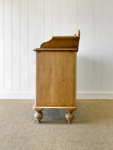 An English Pine Chest of Drawers Dresser with Gallery c1880