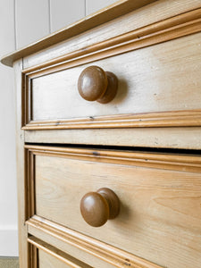 An English Pine Chest of Drawers Dresser with Gallery c1880