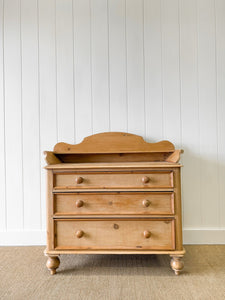 An English Pine Chest of Drawers Dresser with Gallery c1880