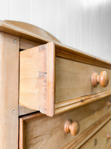 An English Pine Chest of Drawers Dresser with Gallery c1880