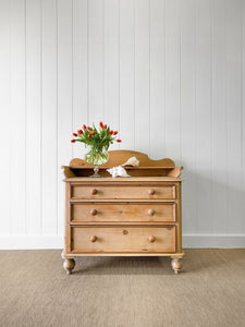 An English Pine Chest of Drawers Dresser with Gallery c1880