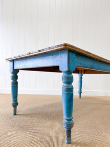 An Antique English Country Painted 6.5ft Dining Harvest Farmhouse Table