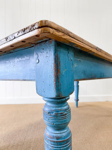 An Antique English Country Painted 6.5ft Dining Harvest Farmhouse Table