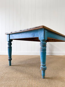 An Antique English Country Painted 6.5ft Dining Harvest Farmhouse Table