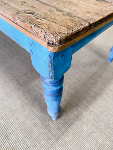 An Antique English Country Painted 6.5ft Dining Harvest Farmhouse Table
