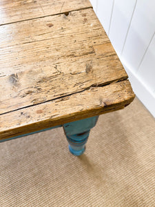 An Antique English Country Painted 6.5ft Dining Harvest Farmhouse Table