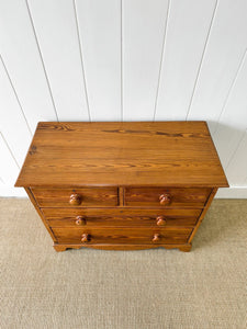 An Antique English Pine Chest of Drawers Dresser c1890