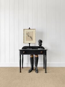 A Small English Country Pine Galleried and Ebonized Console Table Nightstand