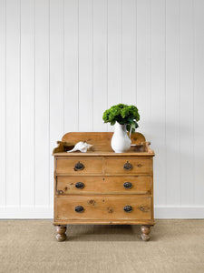 An English Pine Chest of Drawers Dresser with Gallery c1880
