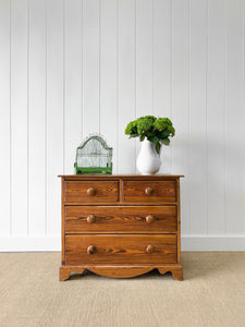 An Antique English Pine Chest of Drawers Dresser c1890