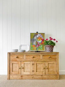 A Narrow English Country Pine Sideboard Buffet c1860