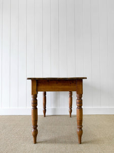 Antique English Country Pine Console Table Nighstand or Desk c1890