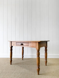 Antique English Country Pine Console Table Nighstand or Desk c1890