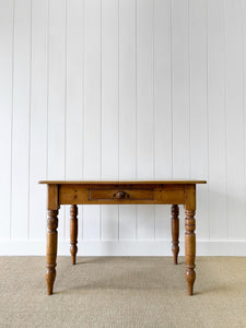 Antique English Country Pine Console Table Nighstand or Desk c1890