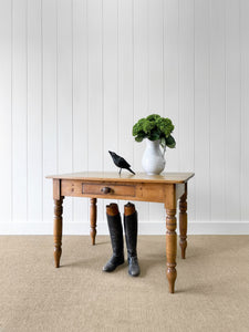 Antique English Country Pine Console Table Nighstand or Desk c1890