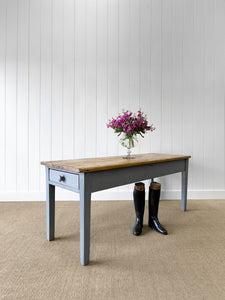A Narrow Antique English Country Painted 6ft Sideboard or Console Table
