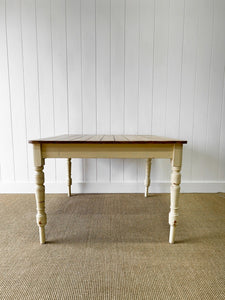Antique English Country Pine 4ft Dining Table with Drawer c1890