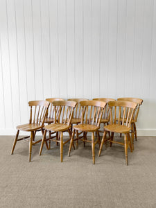 A Vintage Set of 8 Slat Back Ash Chairs