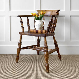 An English Country Fruitwood & Ash Bow Arm Chair