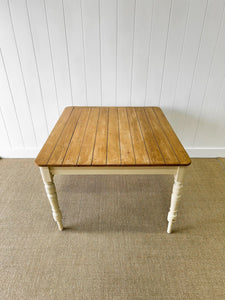 Antique English Country Pine 4ft Dining Table with Drawer c1890
