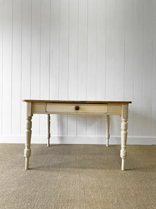 Antique English Country Pine 4ft Dining Table with Drawer c1890