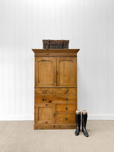 An 18th Century English Pine Linen Press Cupboard