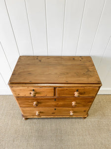 A Rustic Antique English Pine Chest of Drawers/Dresser c1890