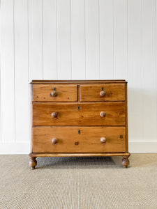 A Rustic Antique English Pine Chest of Drawers/Dresser c1890