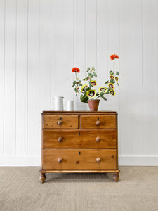 A Rustic Antique English Pine Chest of Drawers/Dresser c1890