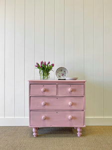 An Antique English Pink Chest of Drawers Dresser c1890