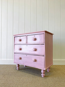 An Antique English Pink Chest of Drawers Dresser c1890