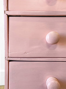 An Antique English Pink Chest of Drawers Dresser c1890