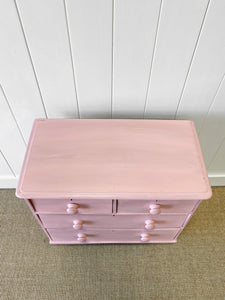 An Antique English Pink Chest of Drawers Dresser c1890