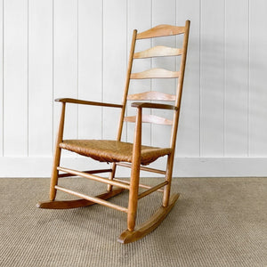 An Ash Rush Seated Rocking Chair c1890