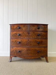 An Antique English Bow Front Mahogany Chest of Drawers c1810