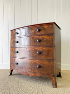 An Antique English Bow Front Mahogany Chest of Drawers c1810