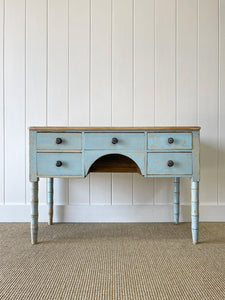 Antique English Country Pine Painted Console Table with Drawers c1890