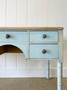 Antique English Country Pine Painted Console Table with Drawers c1890