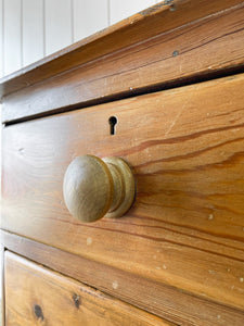 An Antique English Pine Chest of Drawers Dresser with Wooden Knobs c1890