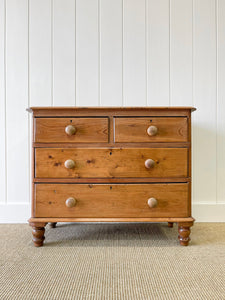An Antique English Pine Chest of Drawers Dresser with Wooden Knobs c1890