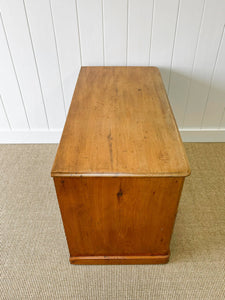 An Antique English Pine Pedestal Desk Sideboard c1890 with Wooden Knobs
