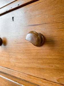 An Antique English Pine Pedestal Desk Sideboard c1890 with Wooden Knobs
