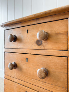 An Antique English Pine Pedestal Desk Sideboard c1890 with Wooden Knobs